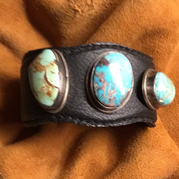 Leather Turquoise StoneCuff